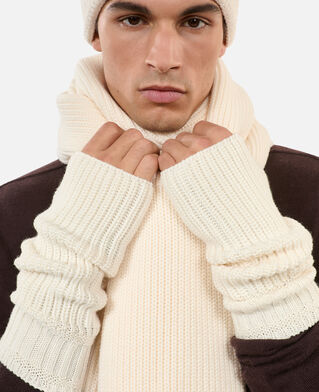 The Kooples DAMEN ECRU ecrufarbene halbhandschuhe aus wolle