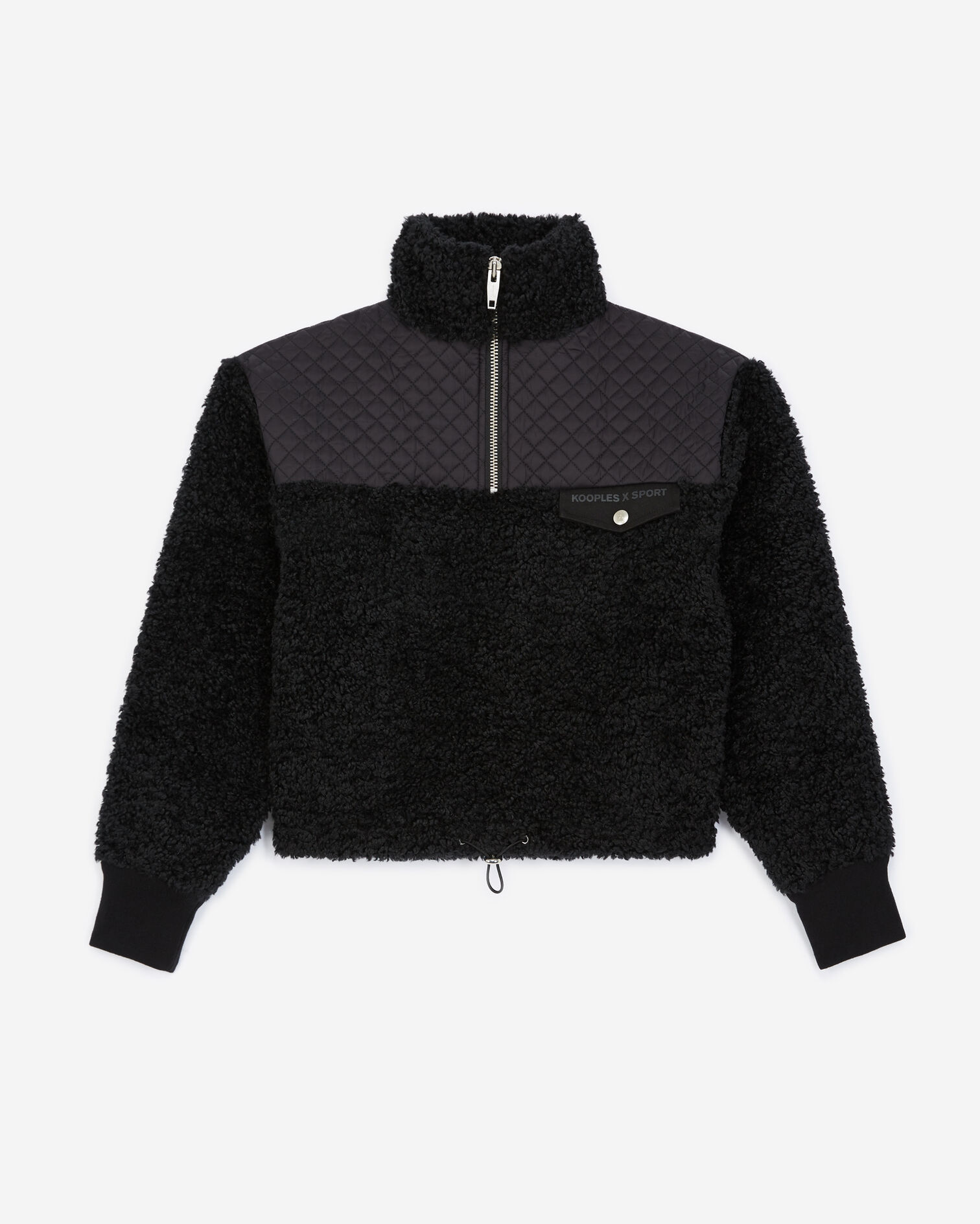 Sweat noir façon mouton poche poitrine, BLACK, hi-res image number null