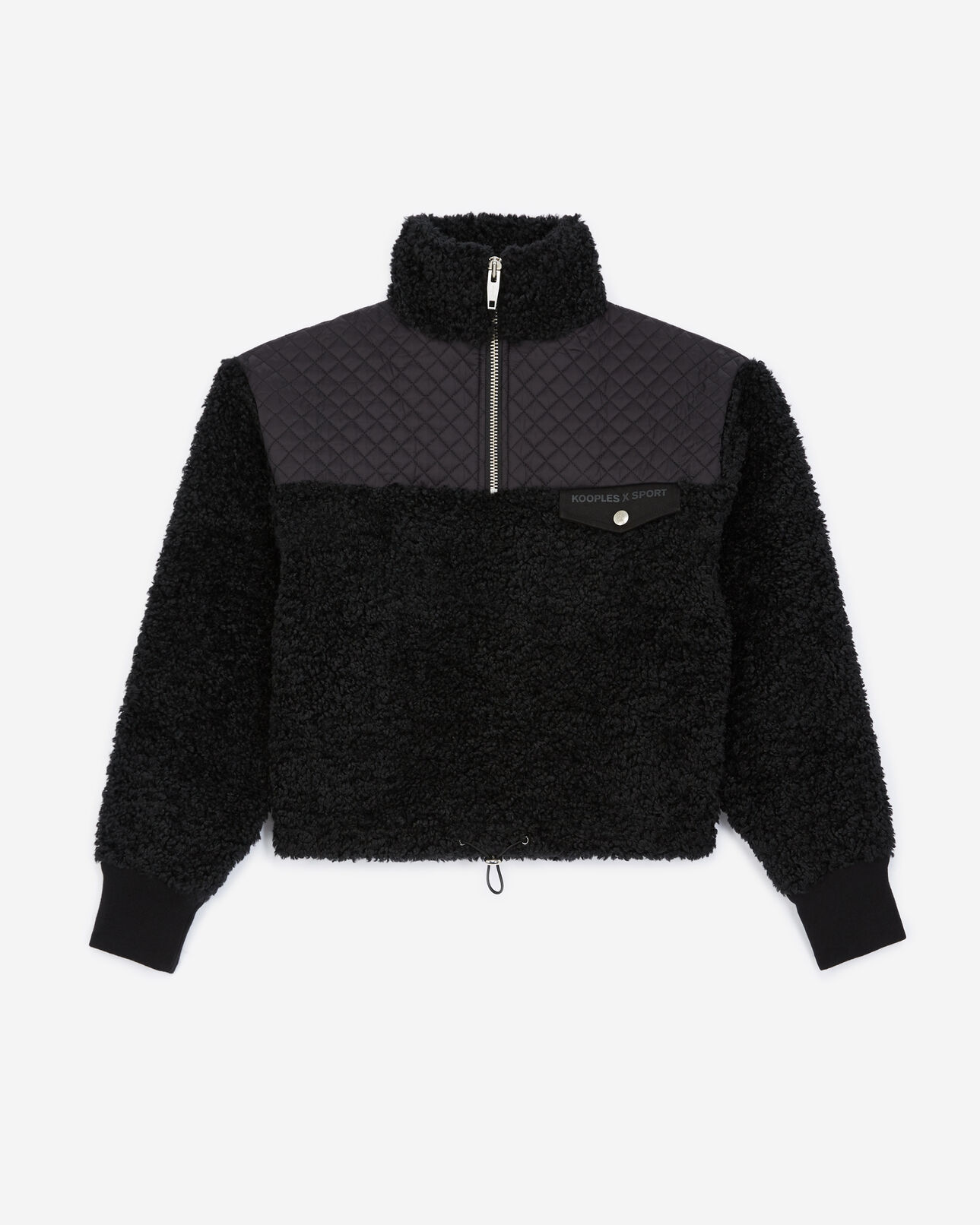 The Kooples FEMME BLACK sweat noir façon mouton poche poitrine