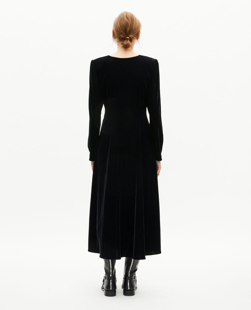 The Kooples FEMME BLACK robe longue en velours noire