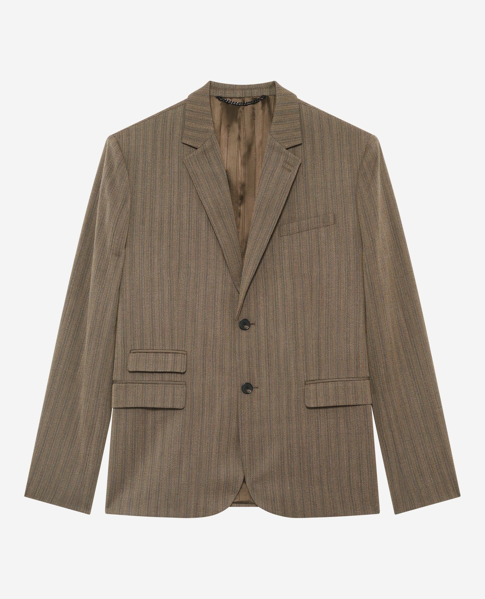 Veste de costume à rayures marron, LIGHT BROWN, hi-res image number null