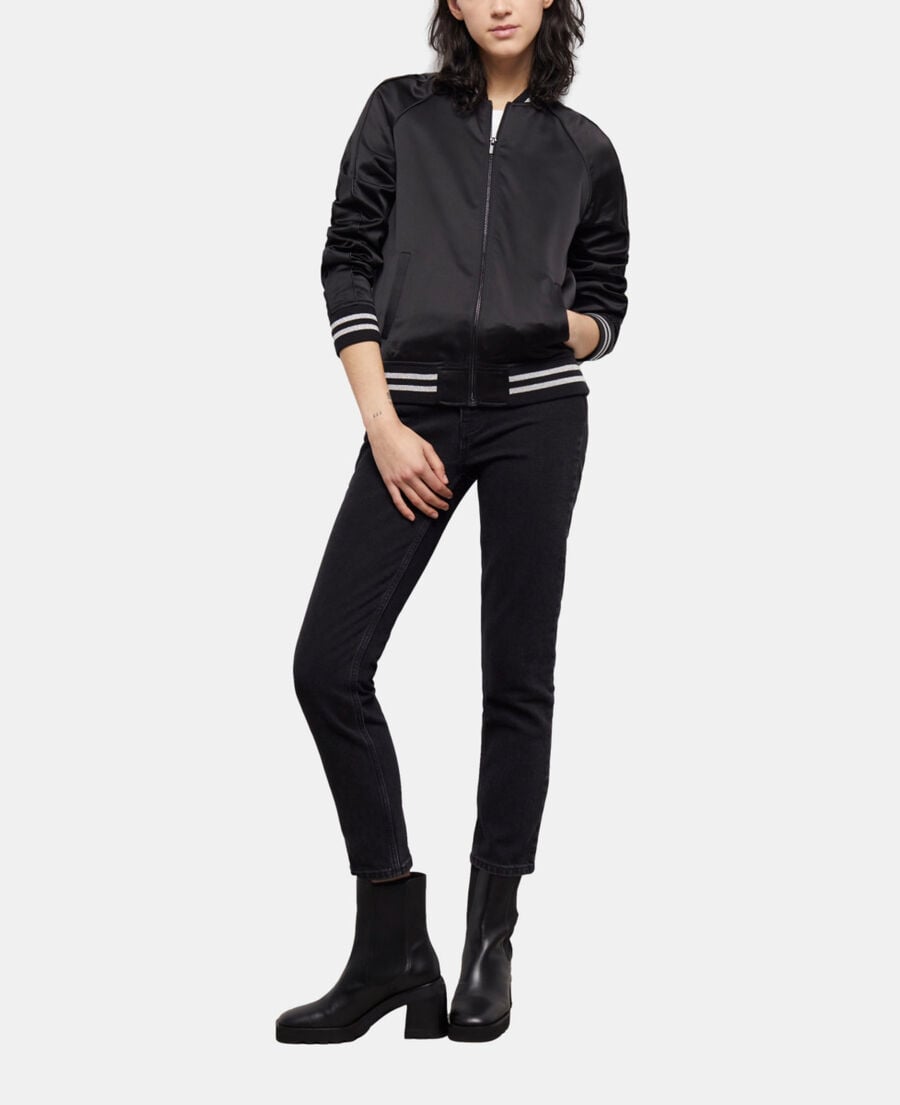 The Kooples WOMEN BLACK black satin zipped sweatshirt