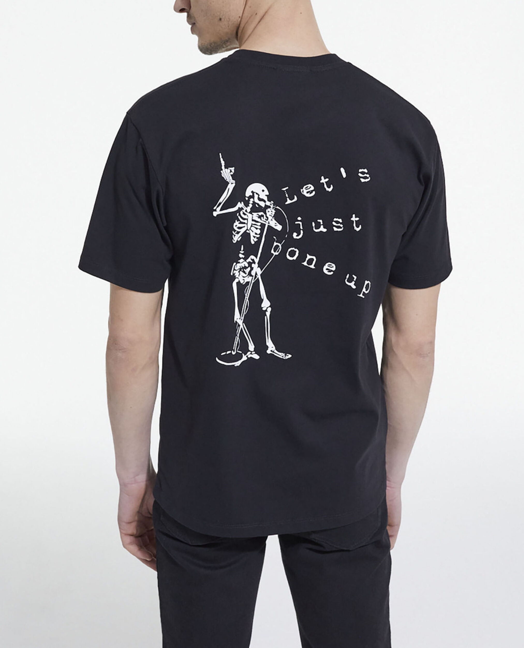 Schwarzes T-Shirt mit Siebdruck, BLACK, hi-res image number null