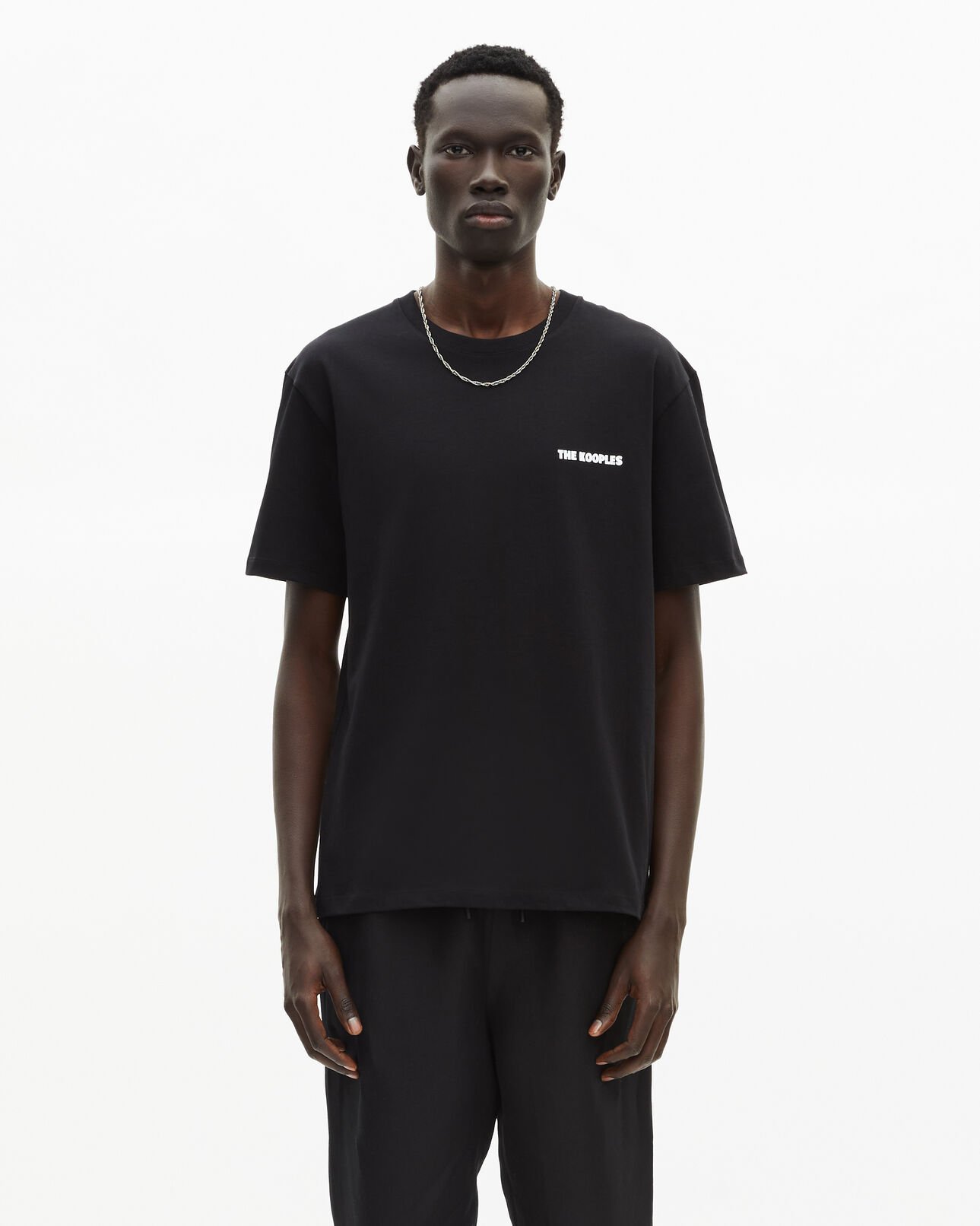 The Kooples HERREN BLACK schwarzes t-shirt mit siebdruck