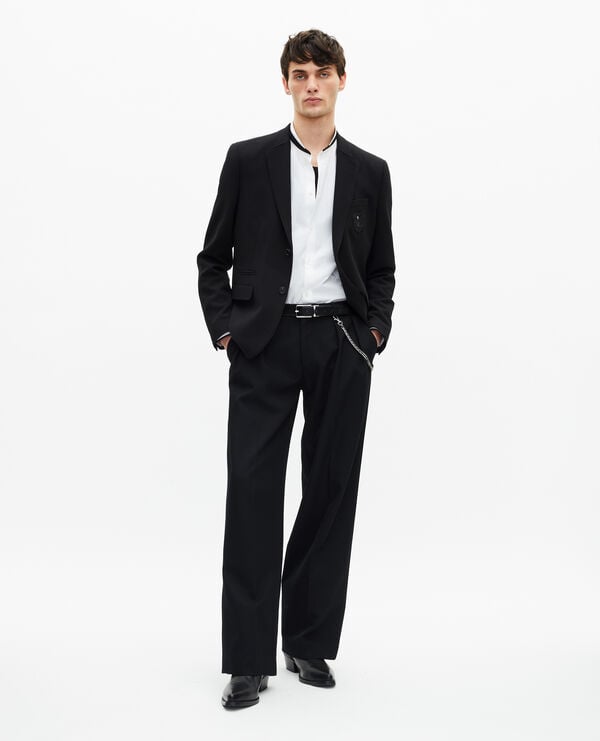 The Kooples HOMME BLACK veste droite en laine piquée noire