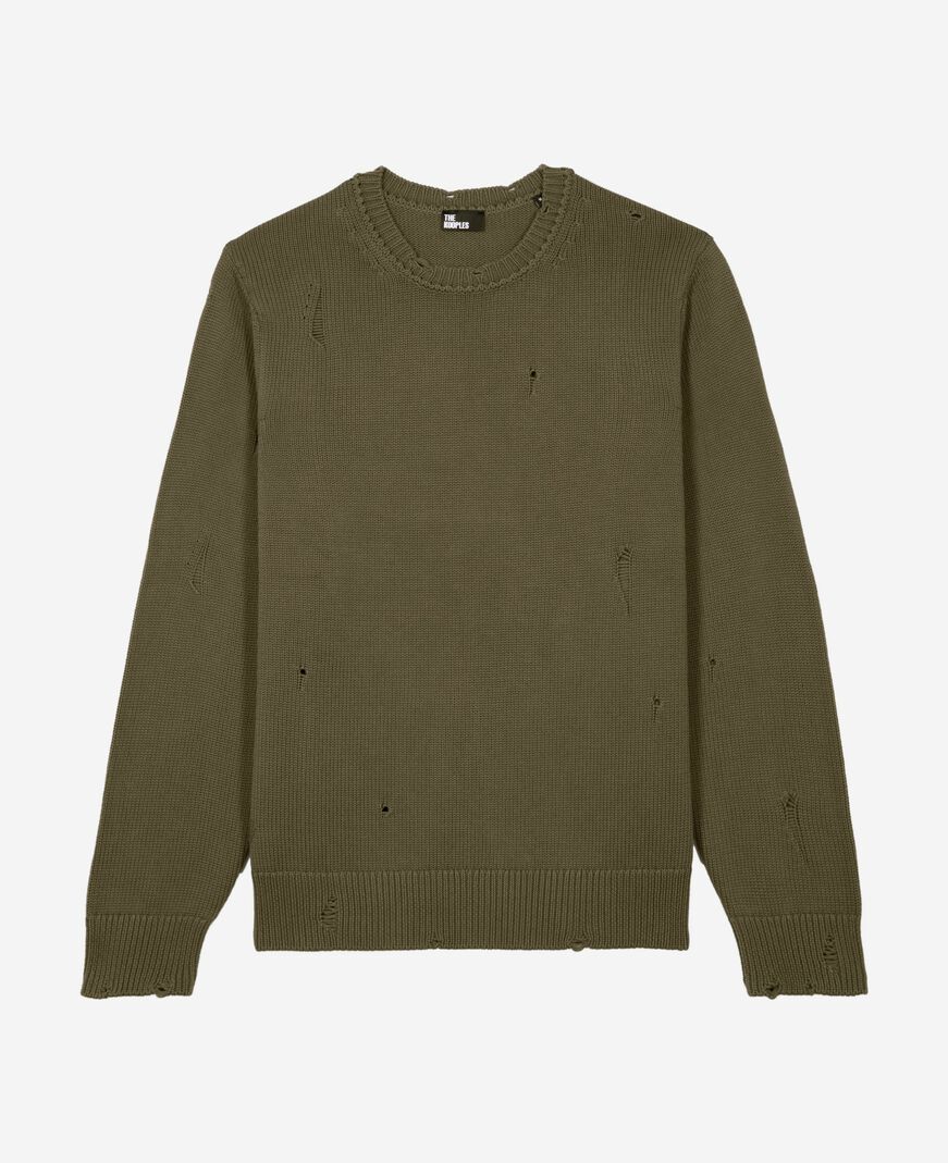 The Kooples MEN KAKI khaki openwork sweater