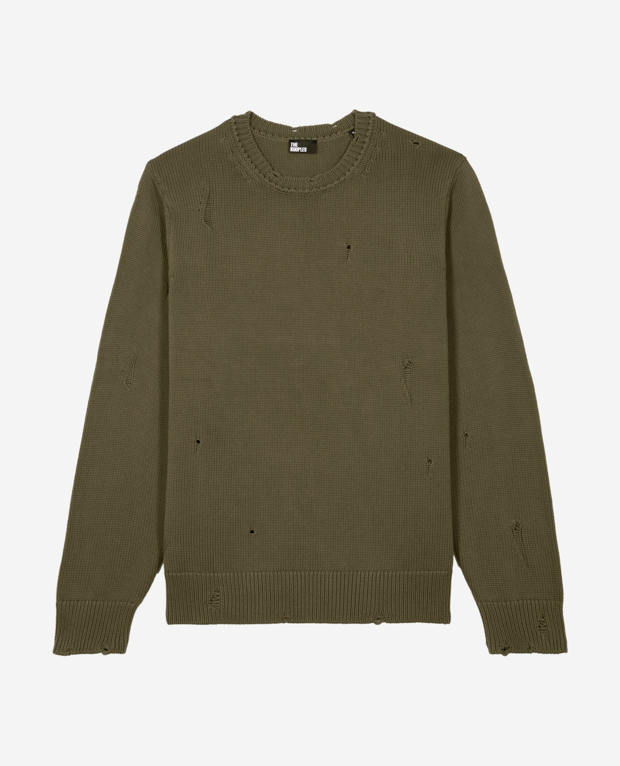 Khaki openwork sweater, KAKI, hi-res image number null