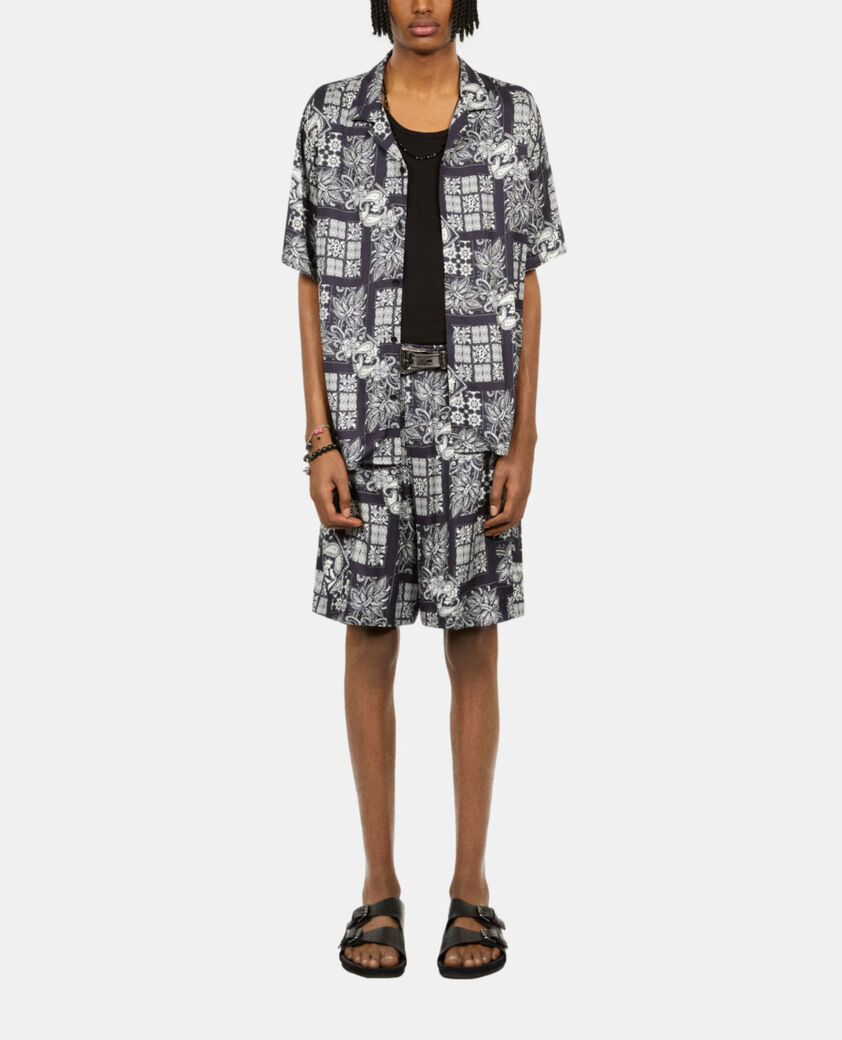 The Kooples H NAVY / WHITE printed short-sleeved shirt