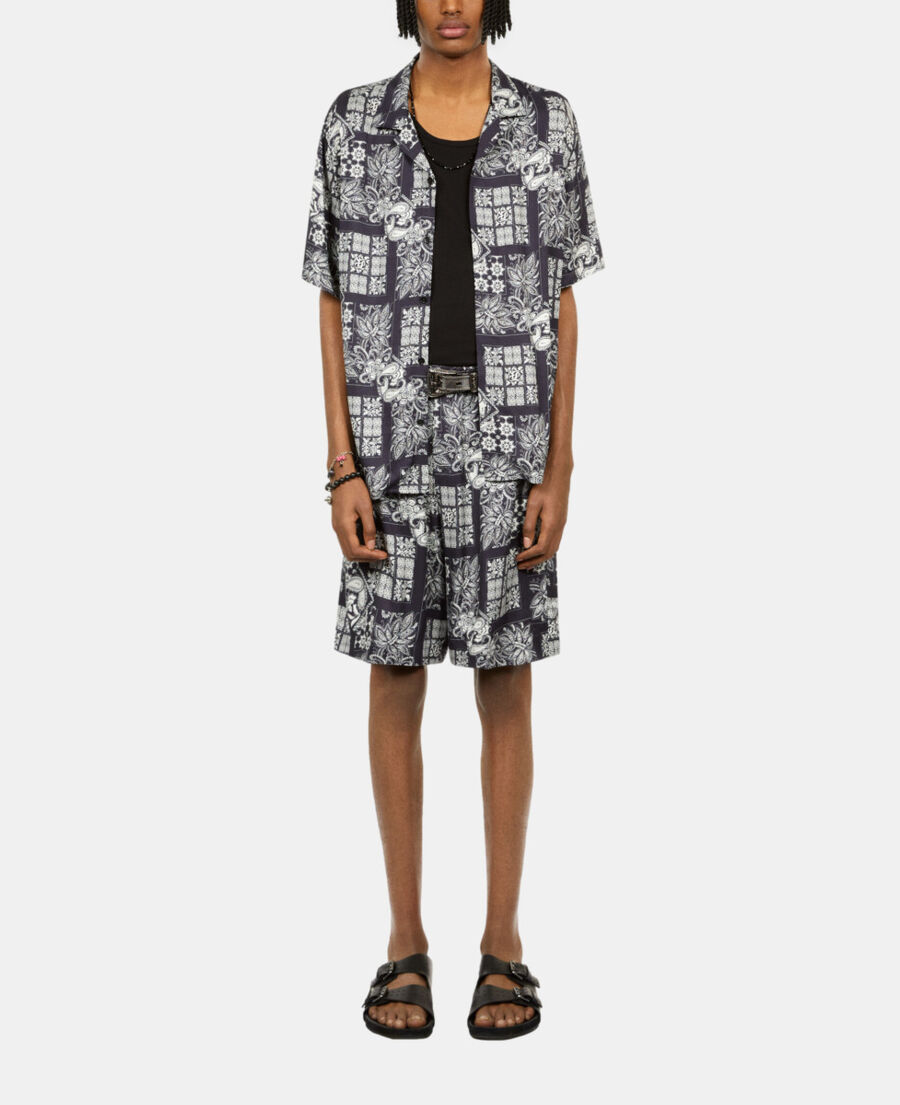 The Kooples H NAVY / WHITE printed short-sleeved shirt