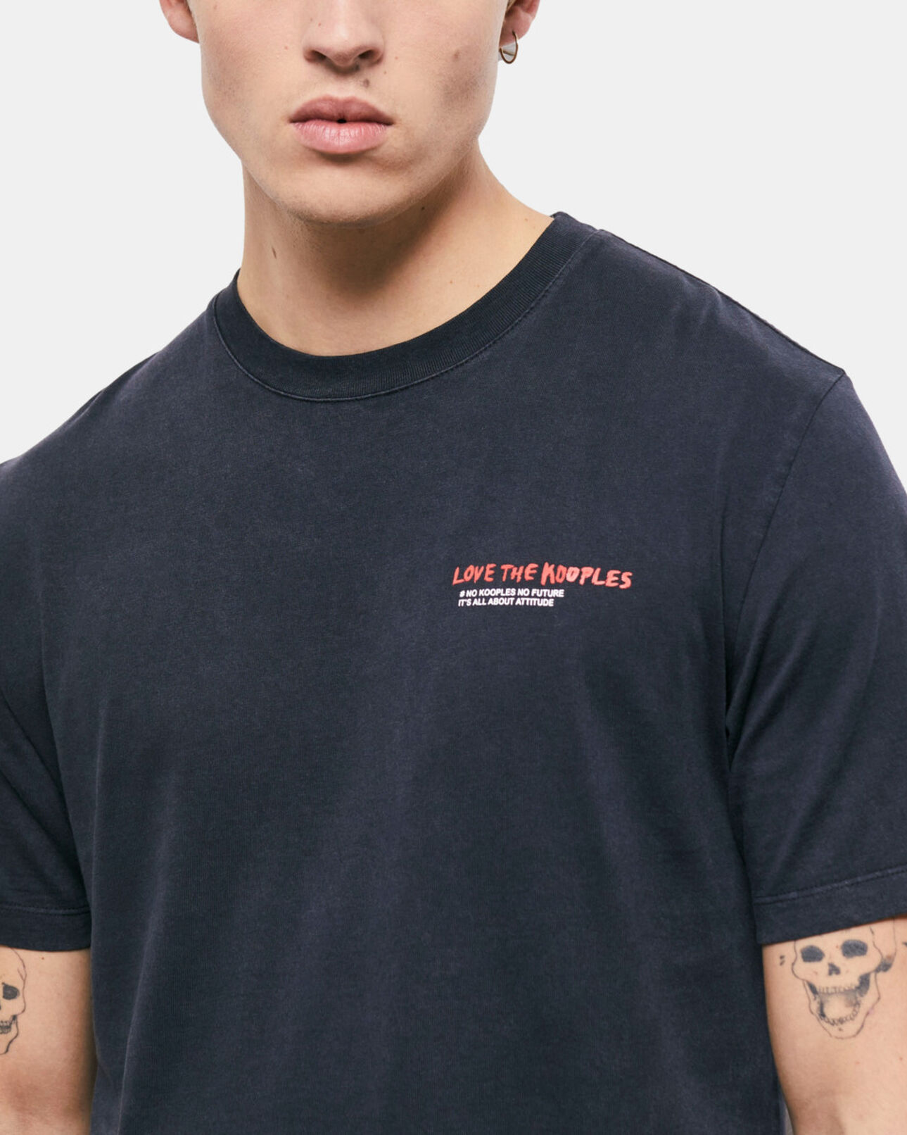 The Kooples HOMME BLACK WASHED t-shirt homme love kooples noir