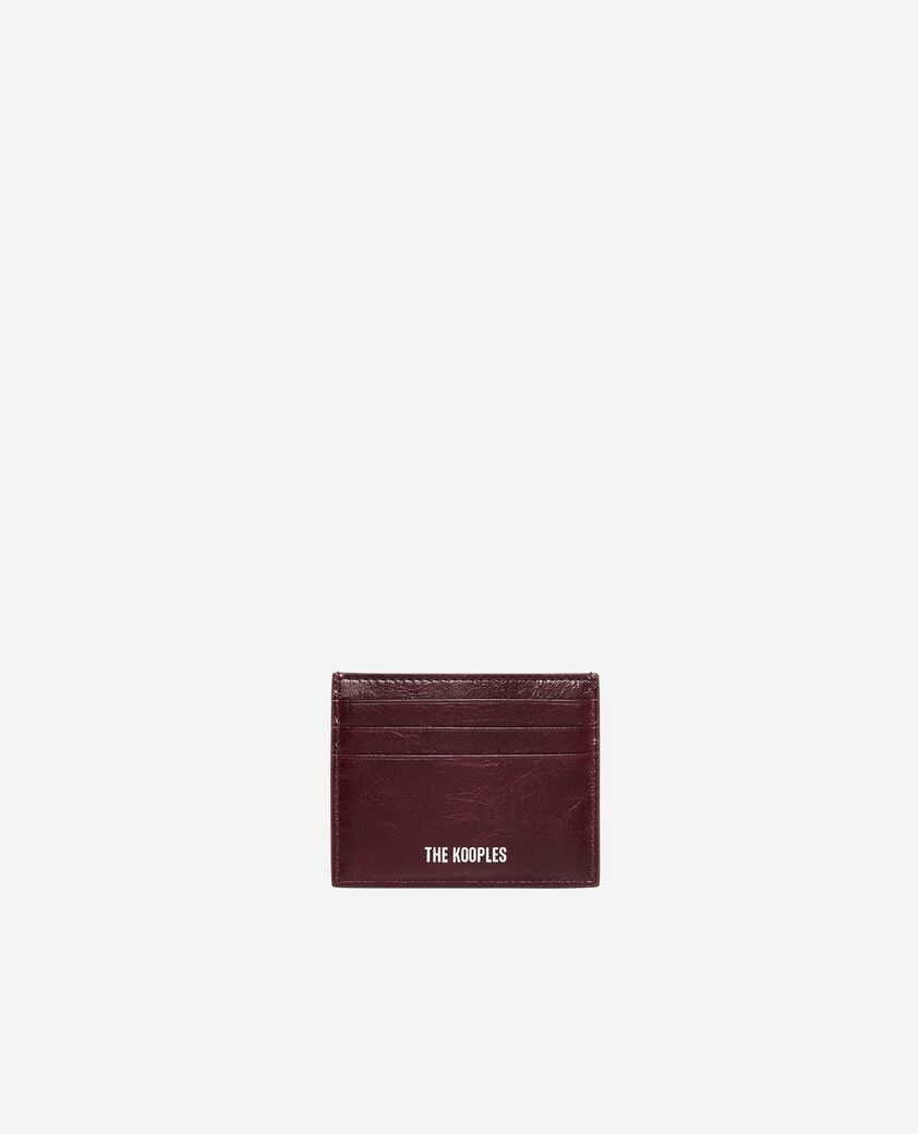 The Kooples WOMEN BORDEAUX amelia cardholder in burgundy cracked leather