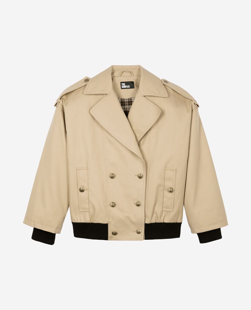 The Kooples WOMEN LIGHT BEIGE short trench in beige cotton