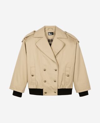 The Kooples WOMEN LIGHT BEIGE short trench in beige cotton