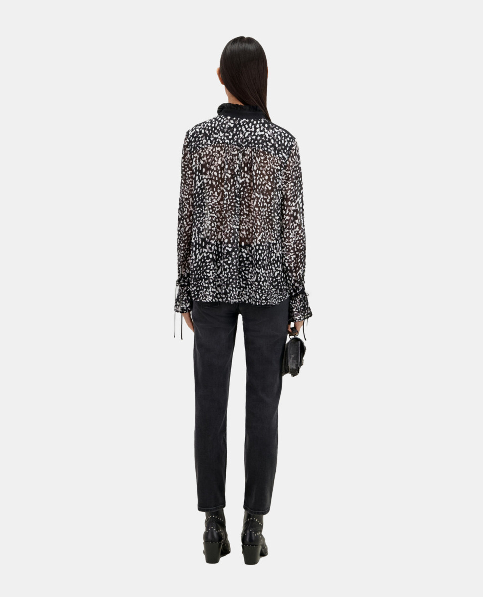 Printed top with contrasting details, BLACK WHITE, hi-res image number null