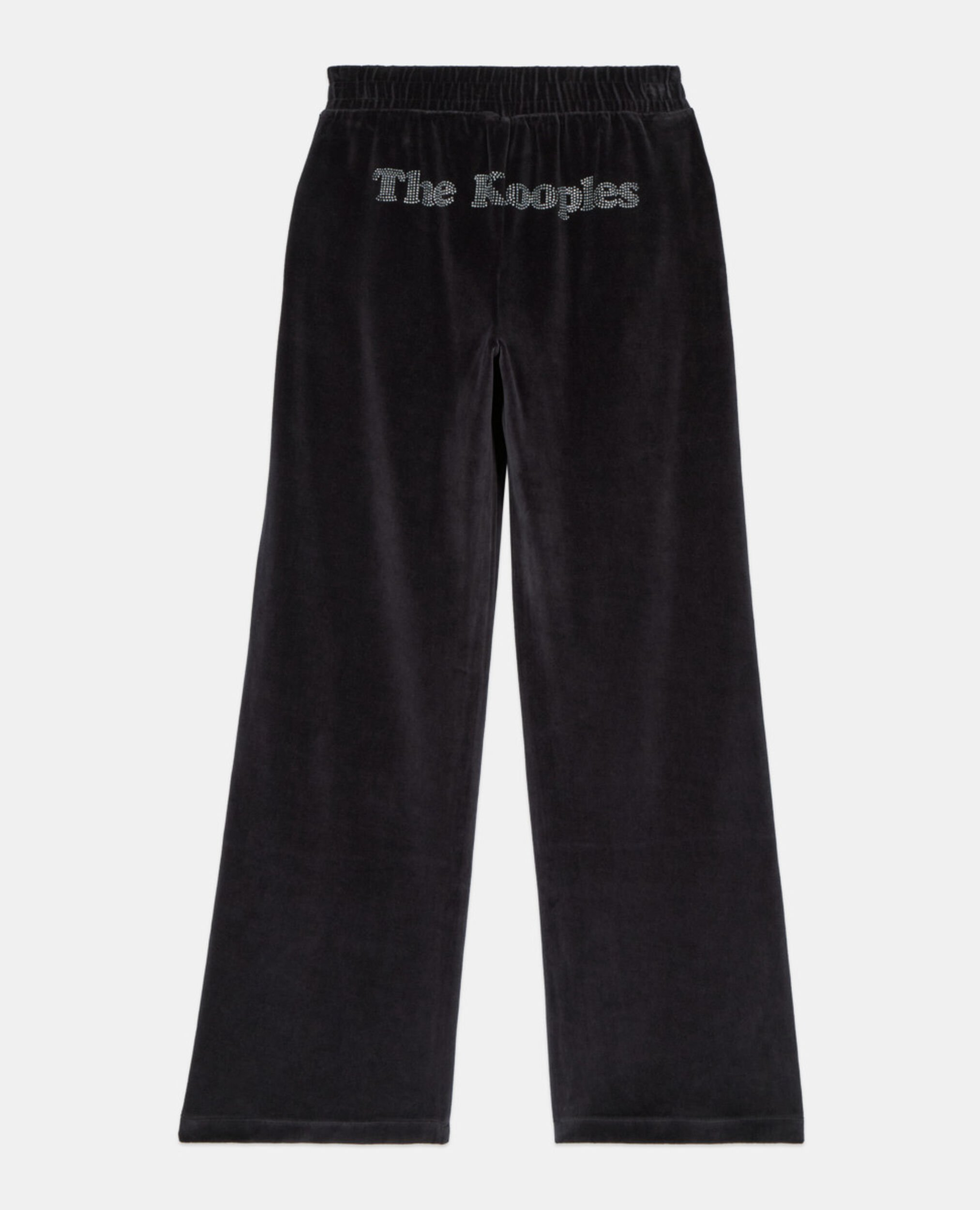 Schwarze Jogginghose mit Logo aus Samt, BLACK, hi-res image number null