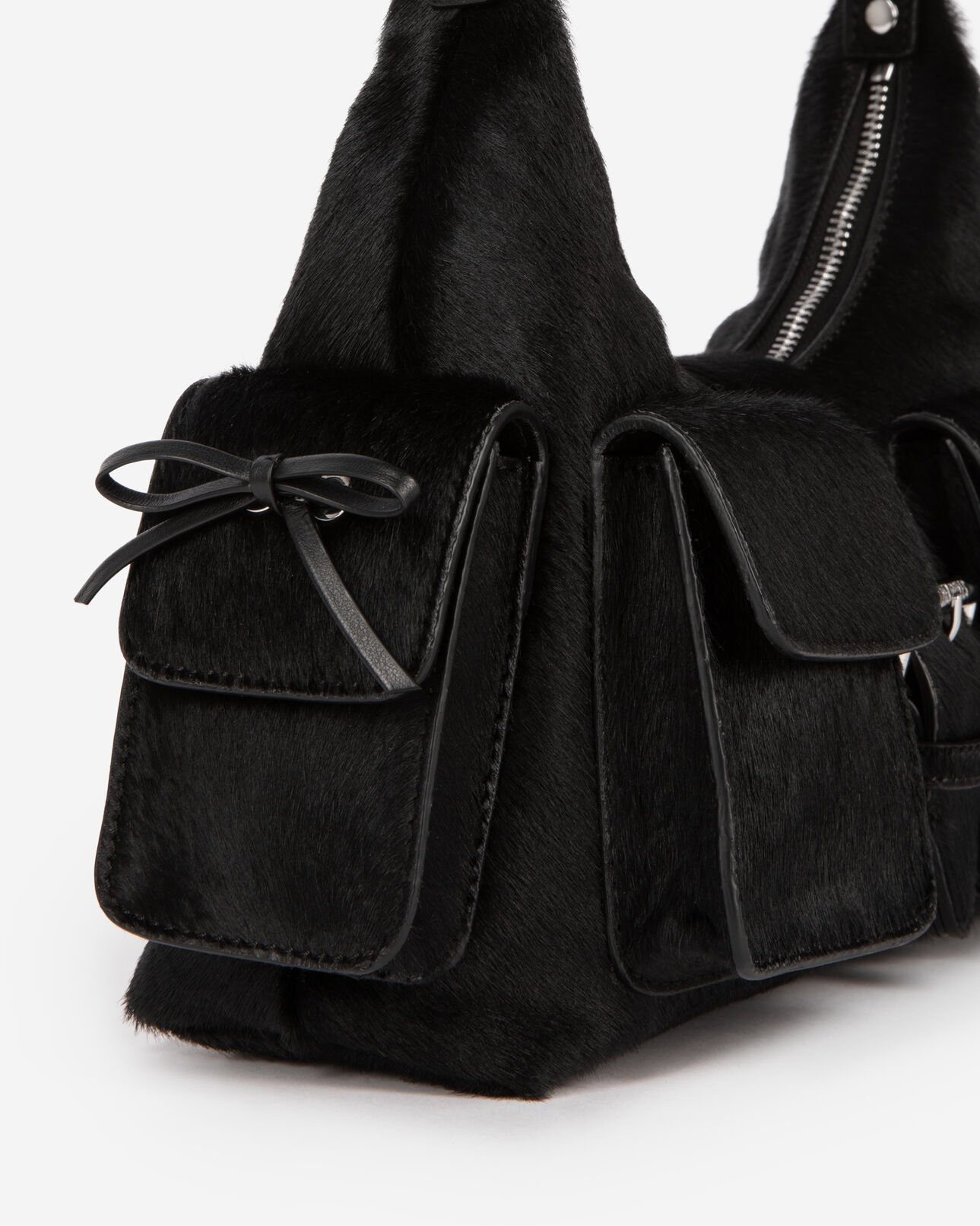 The Kooples WOMEN BLACK amelia bag in black foal effect
