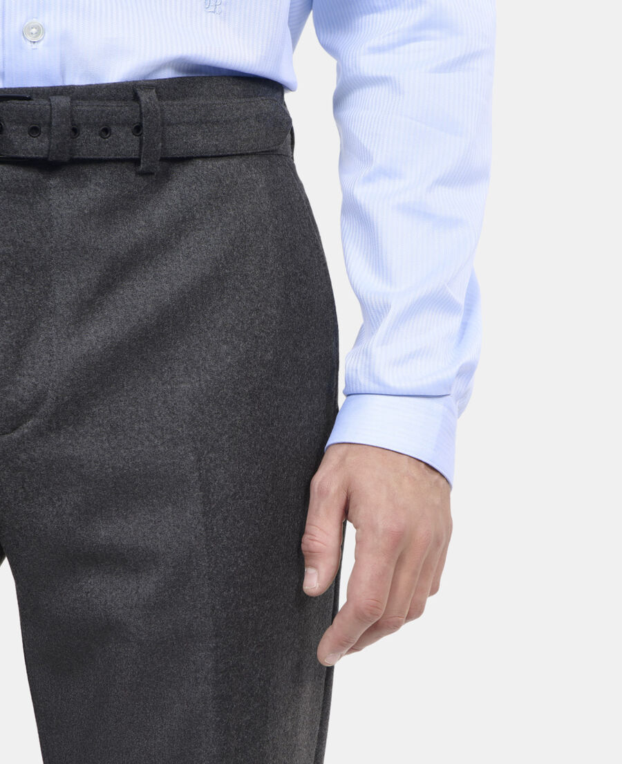 The Kooples H LIGHT GREY MEL/WHITE grey flannel suit trousers