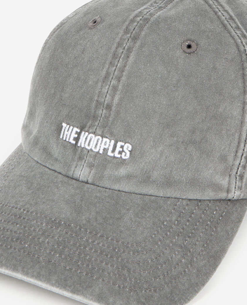 The Kooples MIXED BLACK WASHED black embroidered logo cap