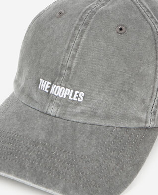 The Kooples MIXED BLACK WASHED black embroidered logo cap