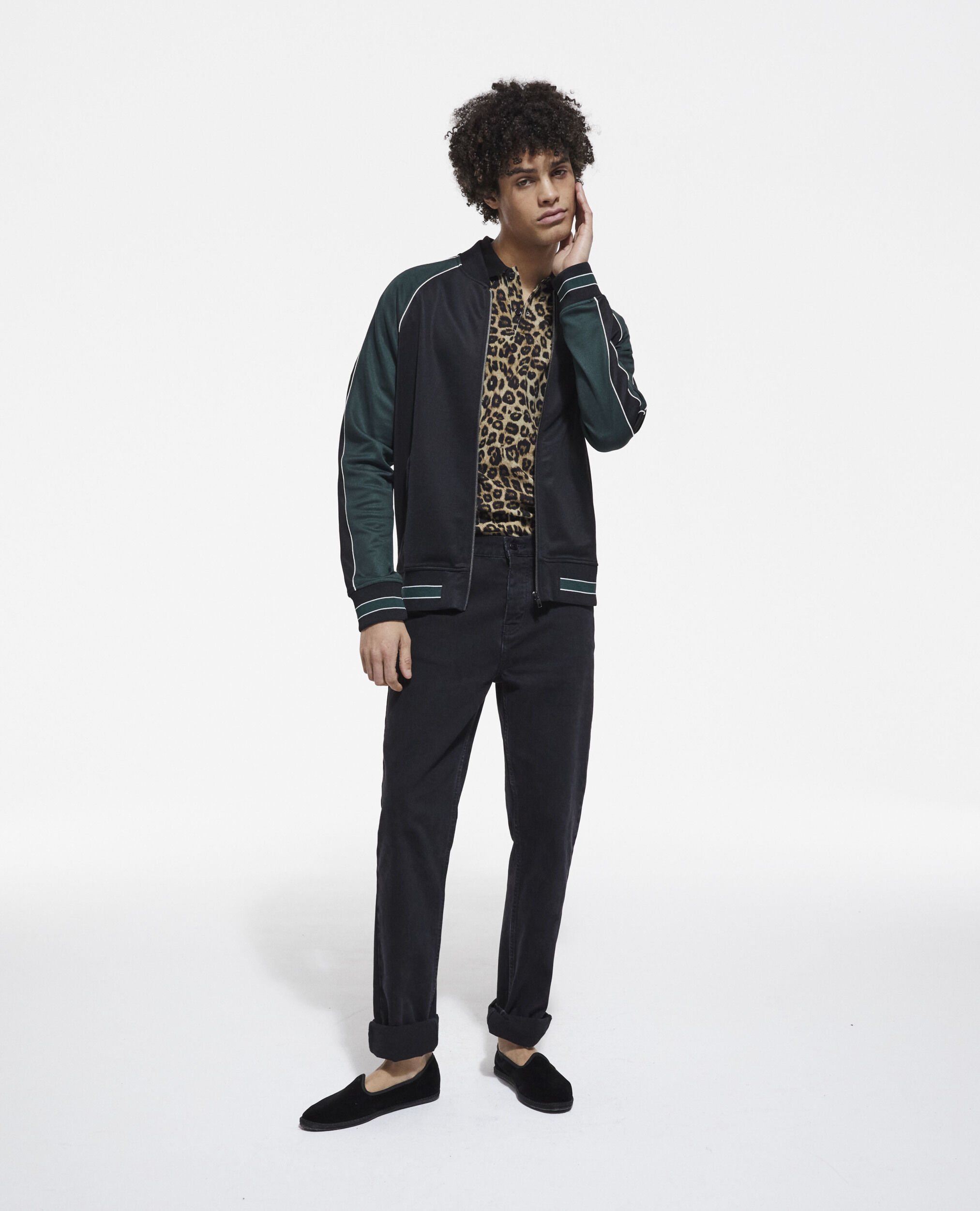 Two-tone zipped sweatshirt, VERT BOUTEILLE, hi-res image number null