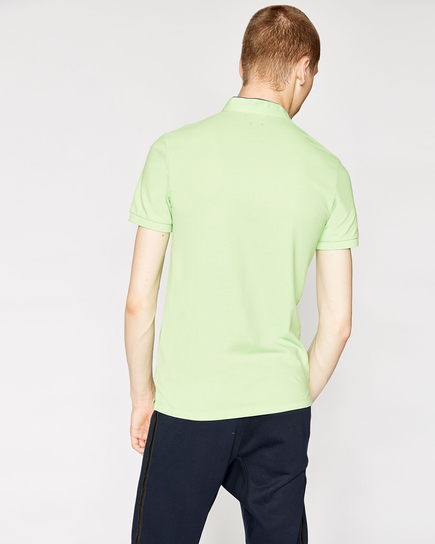 Polo coton vert pomme détails bleu marine, APPLE / DEEP SEA, hi-res image number null