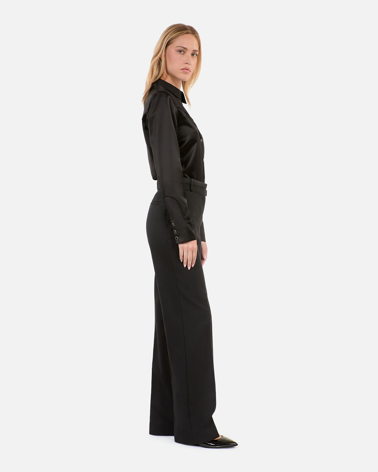 The Kooples WOMEN BLACK black wide-leg suit trousers