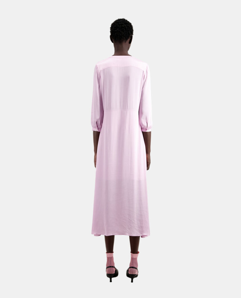 The Kooples WOMEN PALE PINK long pink dress with pleating