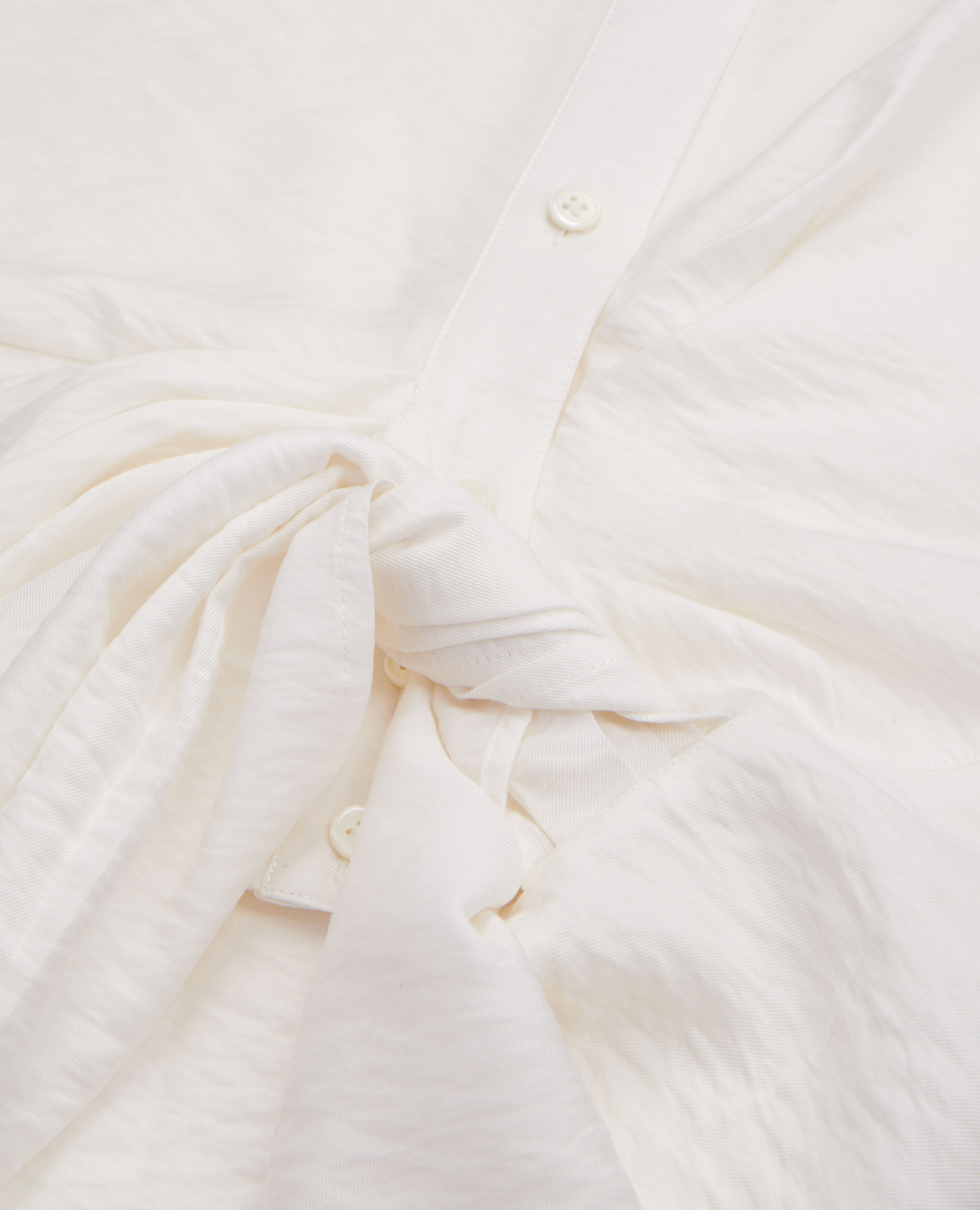 Camisa blanco crudo efecto drapeado, ECRU, hi-res image number null
