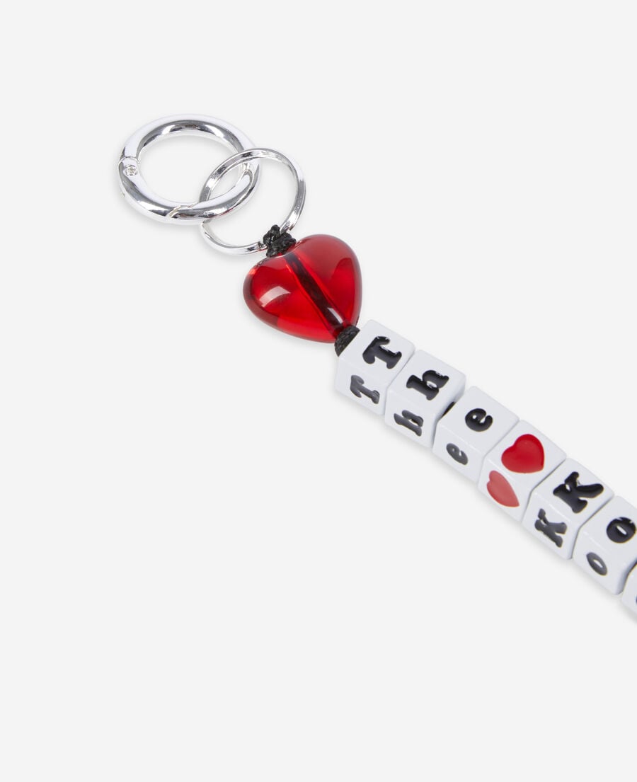 The Kooples F WHITE white and red beaded bag charm