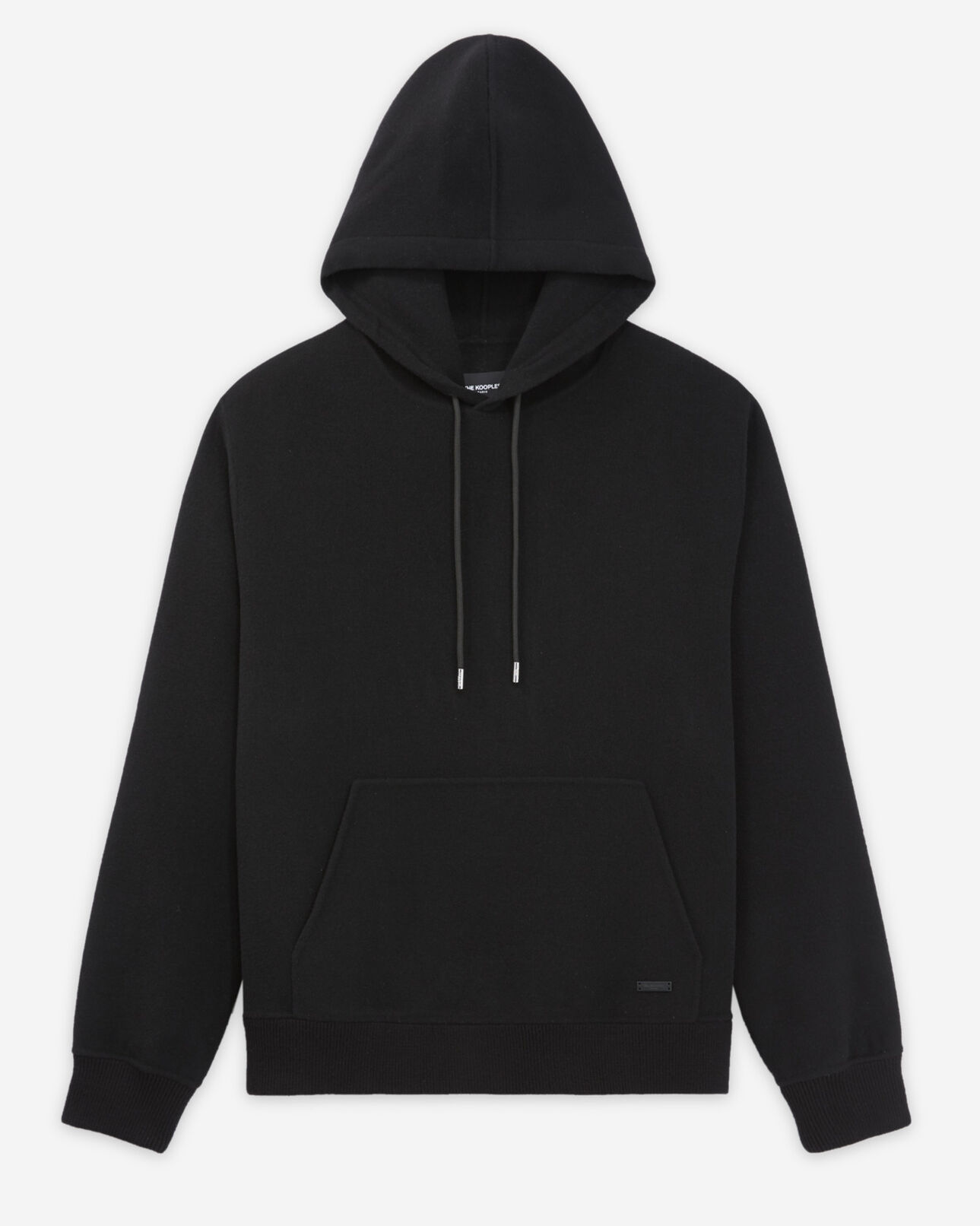 The Kooples HOMME BLACK sweat laine double face noire à capuche