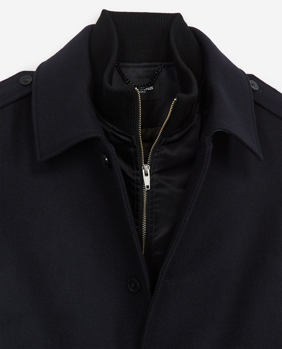 Mandarin collar wool coat discount