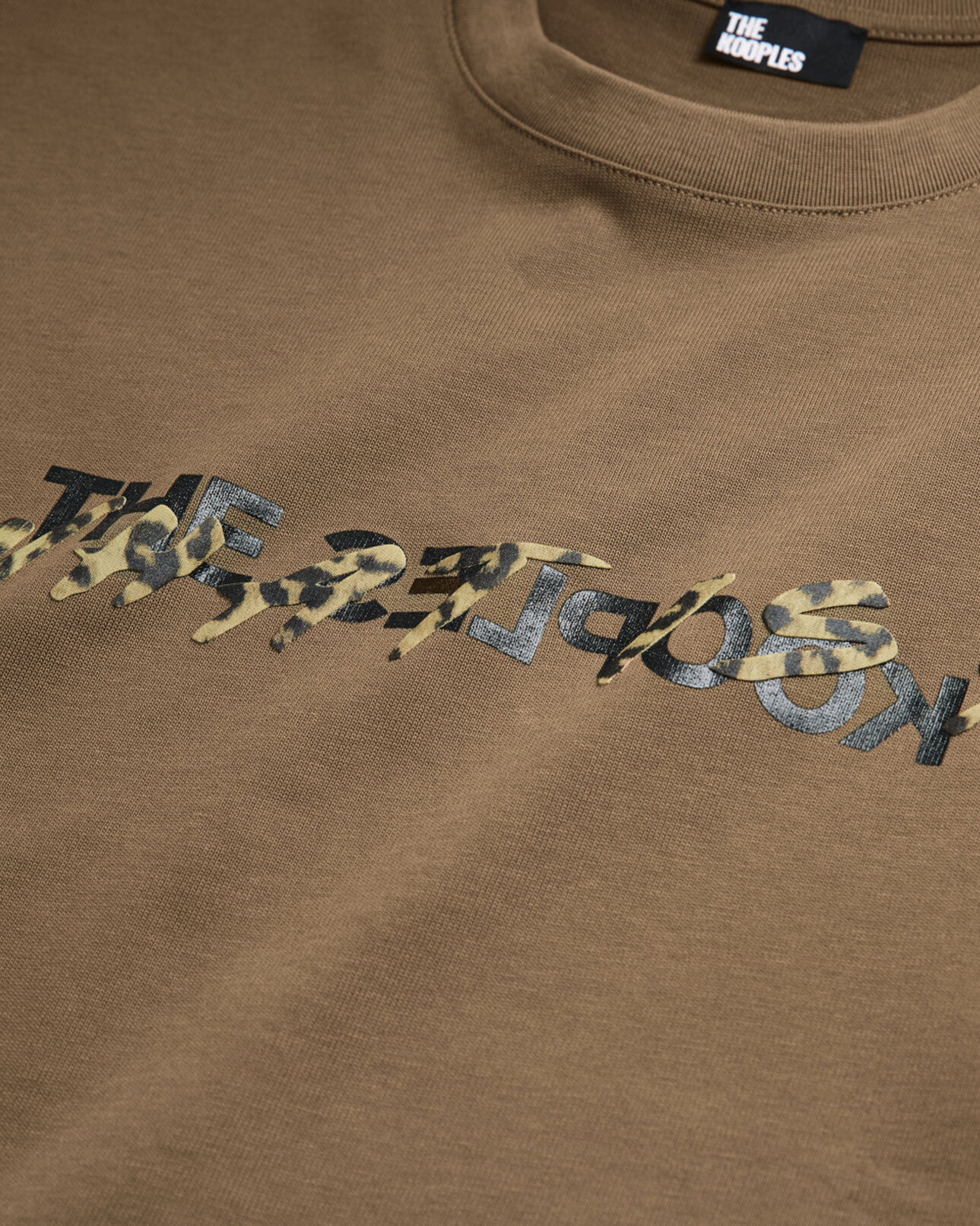 The Kooples MEN ALGUE khaki and leopard print what is t-shirt