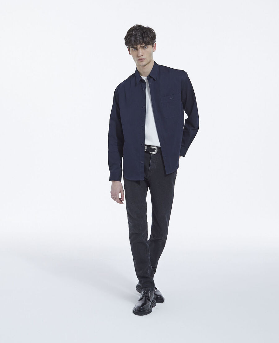 midnight blue cotton shirt with patch pocket