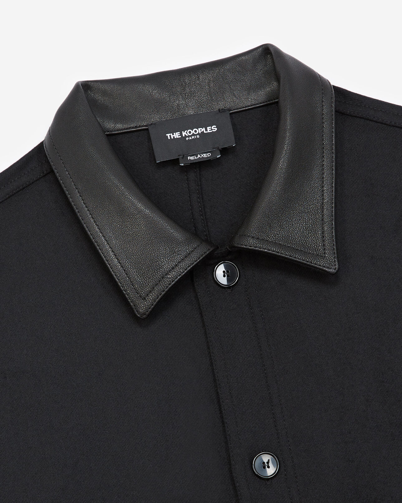 The Kooples HOMME BLACK surchemise avec col en cuir et poches