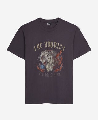 The Kooples H CARBONE carbon grey t-shirt with fire tiger screen print