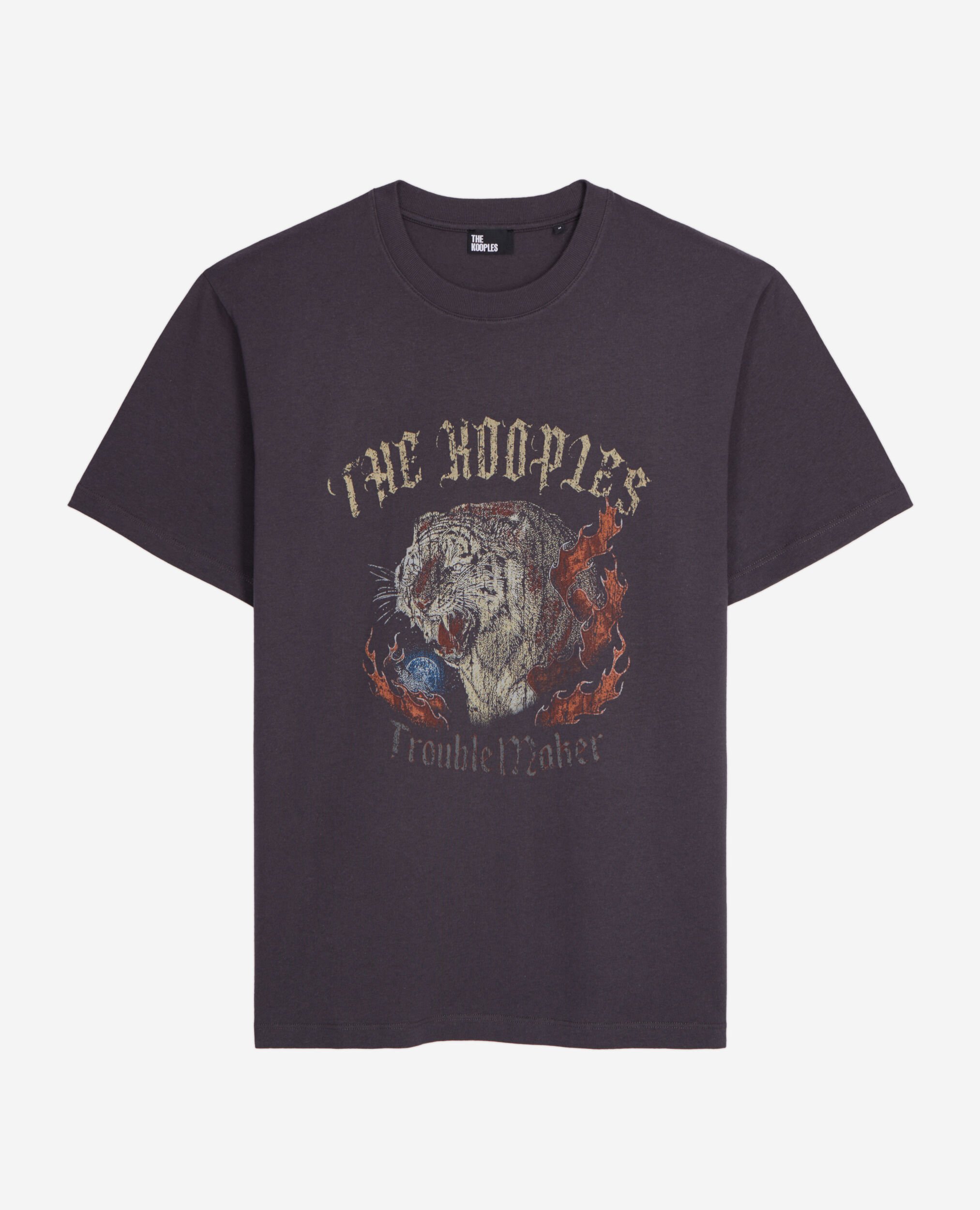 Carbon grey T-shirt with Fire tiger screen print, CARBONE, hi-res image number null