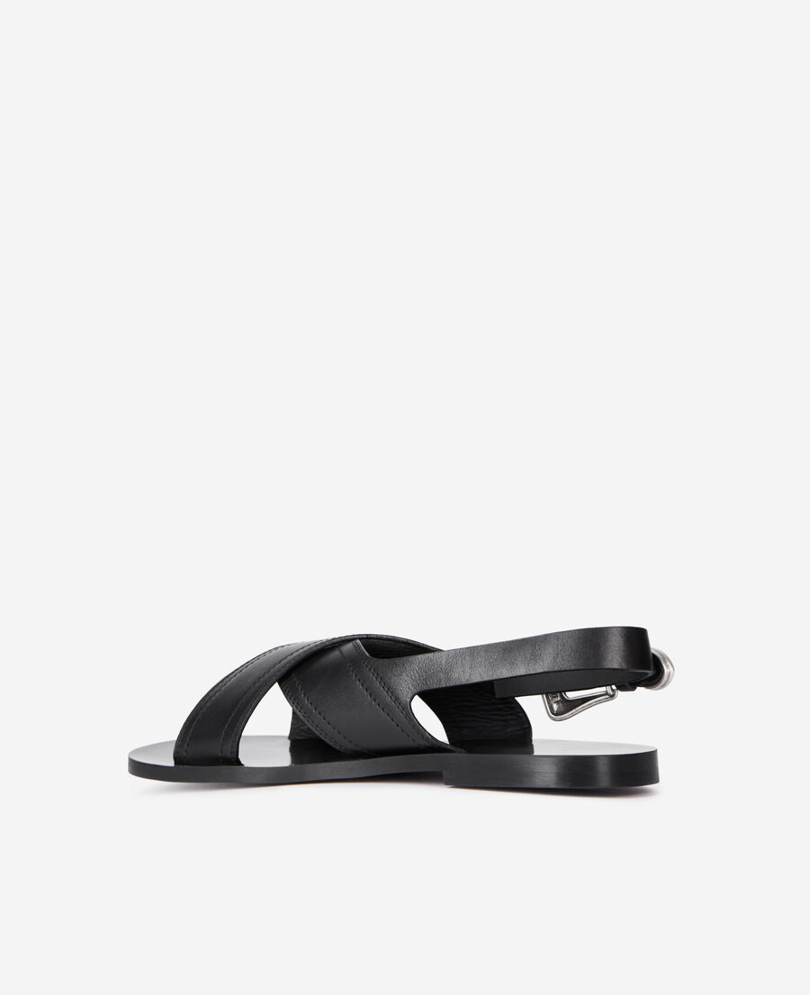 sandales en cuir noir