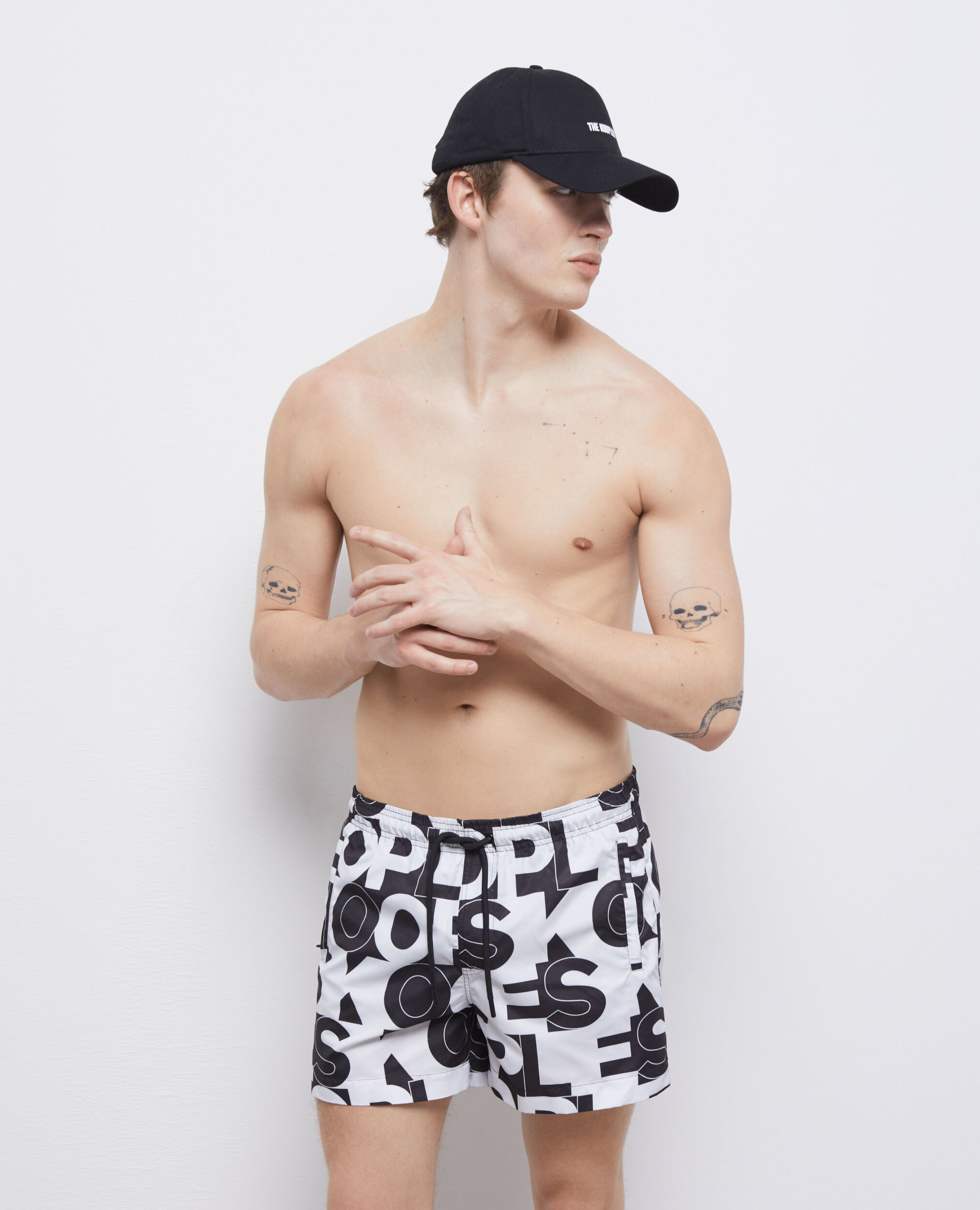 Swim shorts with logo, BLACK, hi-res image number null