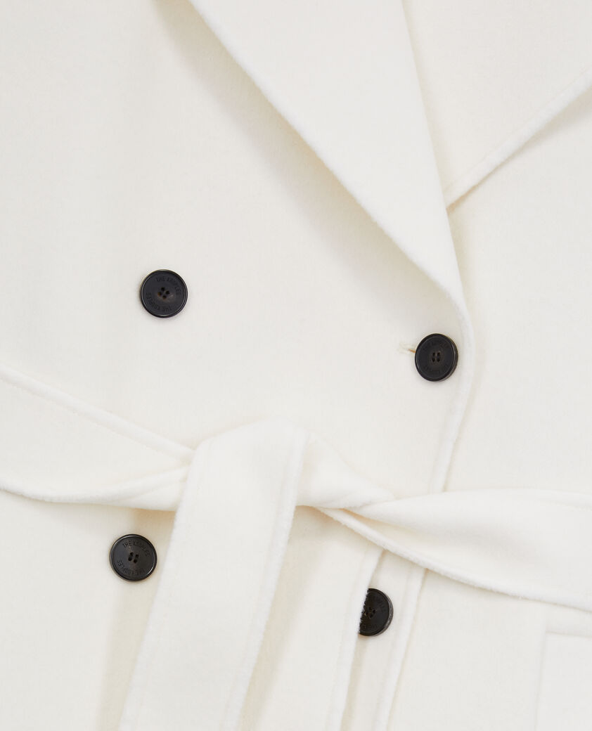 The Kooples WOMEN ECRU long ecru wool coat