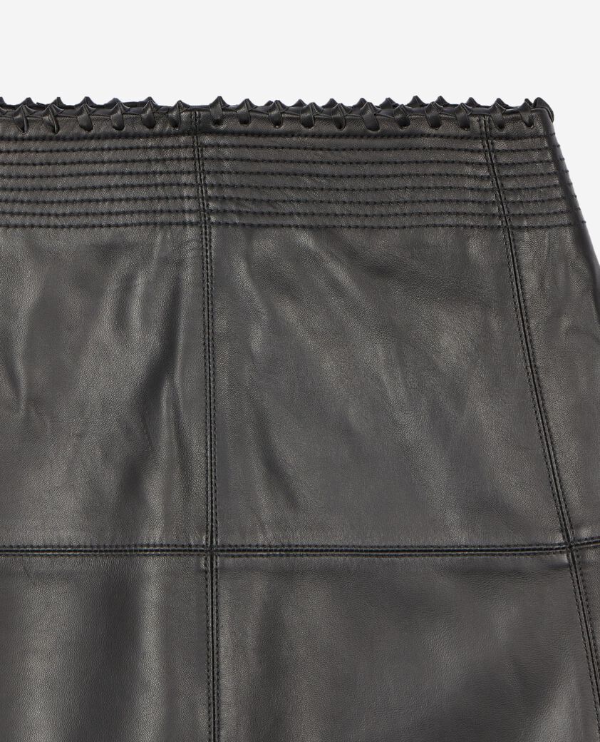 The Kooples DAMEN BLACK midi-rock aus schwarzem leder