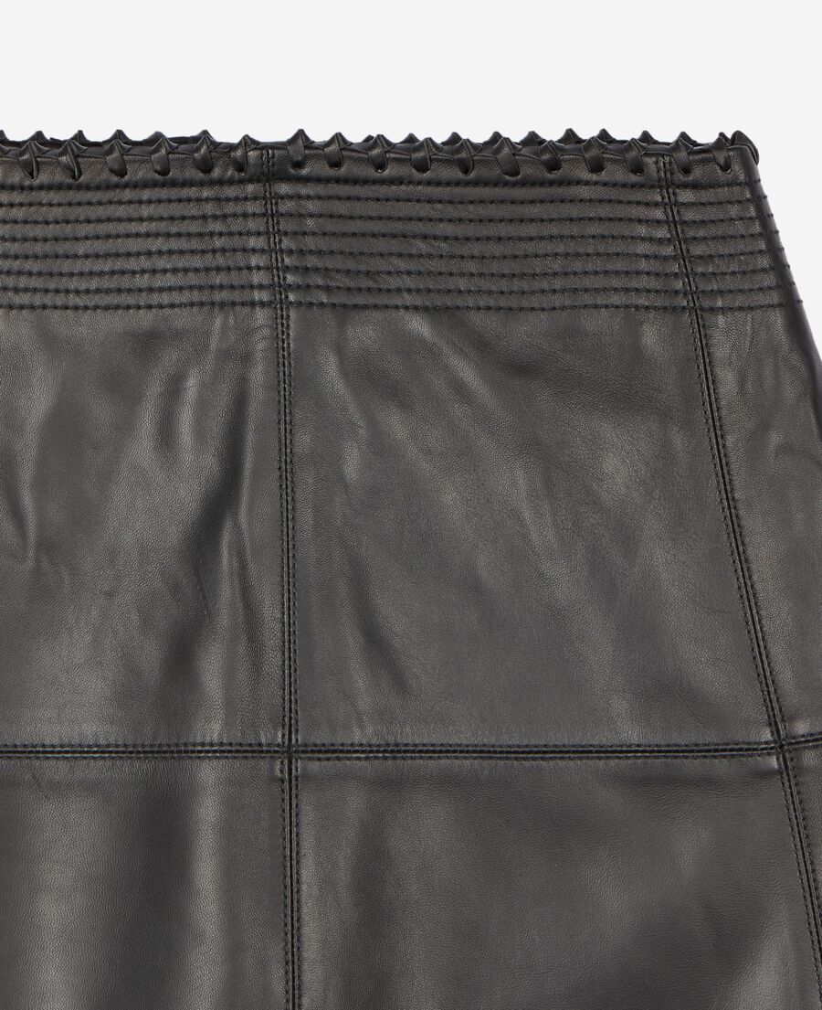 The Kooples F BLACK black leather midi skirt