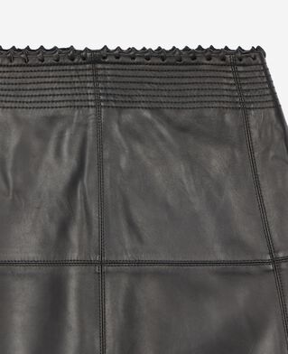 The Kooples F BLACK black leather midi skirt