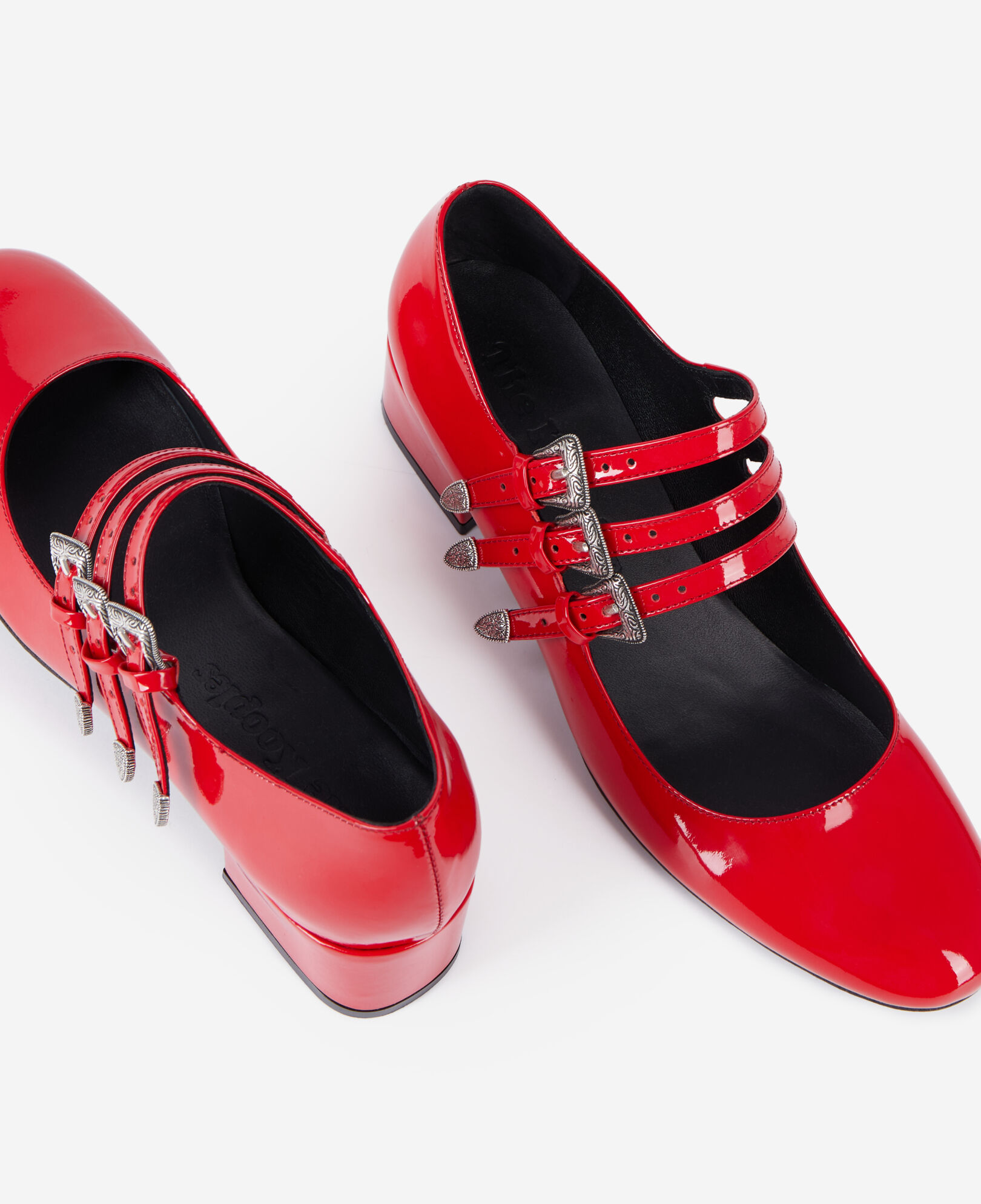 The Kooples WOMEN RED red leather mary janes with western buckles