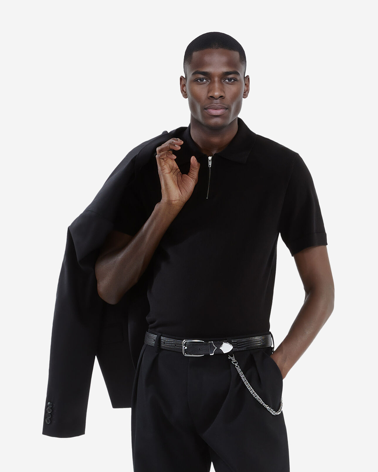 The Kooples HOMME BLACK polo en maille noir
