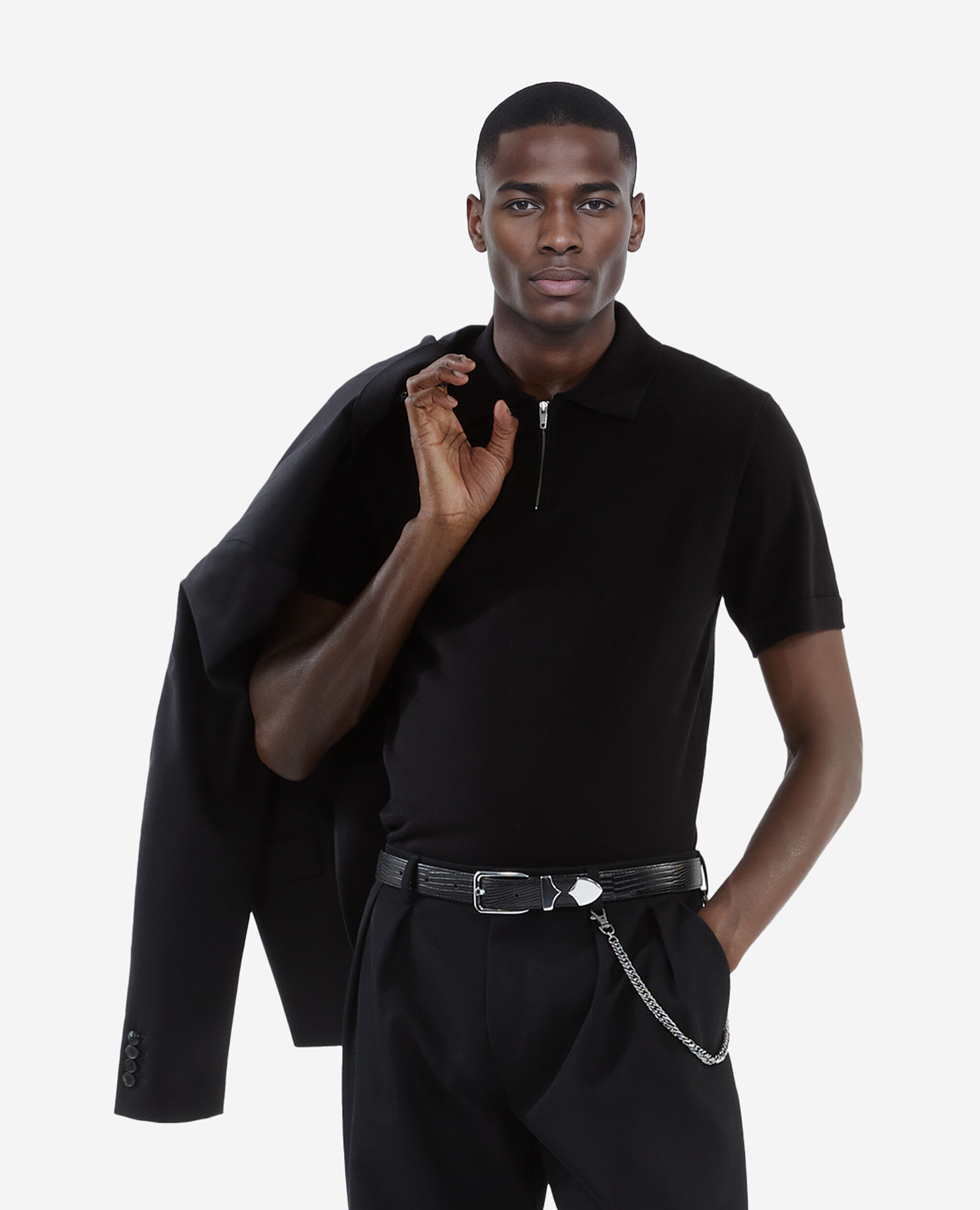 Camisa polo punto negra, BLACK, hi-res image number null