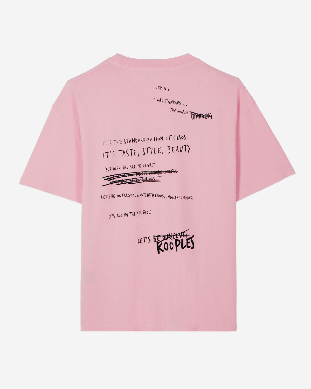 The Kooples MEN SWEET PINK light pink what is handwritten serigraphy t-shirt