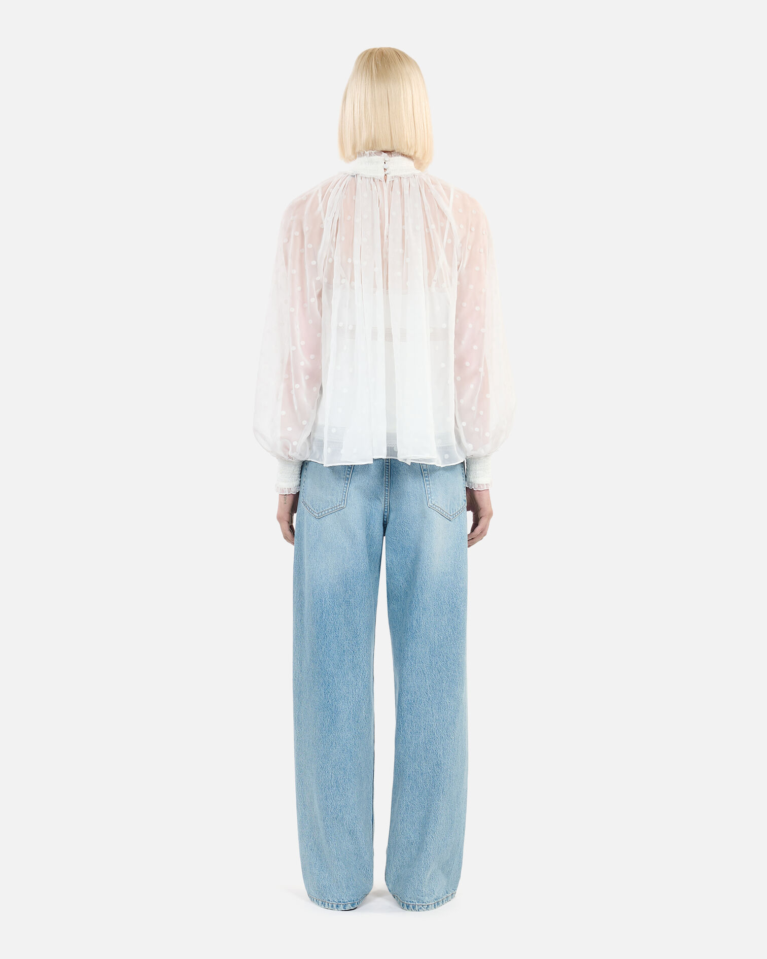 Ecru top with shirring , ECRU, hi-res image number null