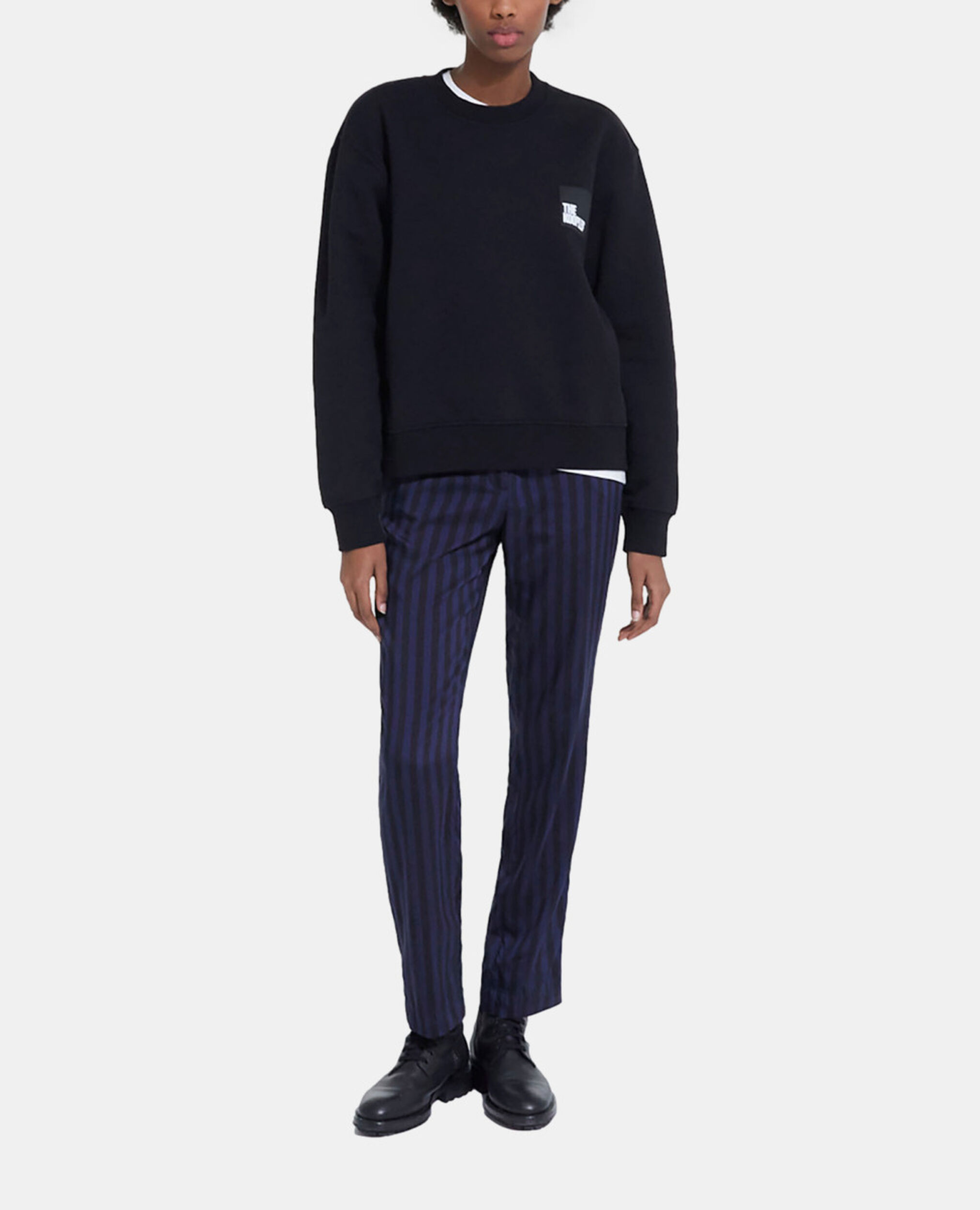 Straight-cut striped pants, BLACK NAVY, hi-res image number null
