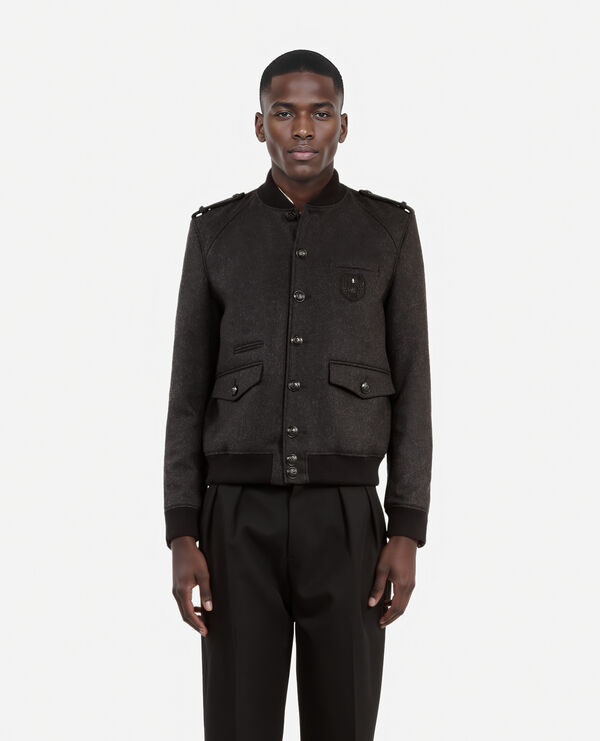 The Kooples MEN DARK GREY grey teddy jacket
