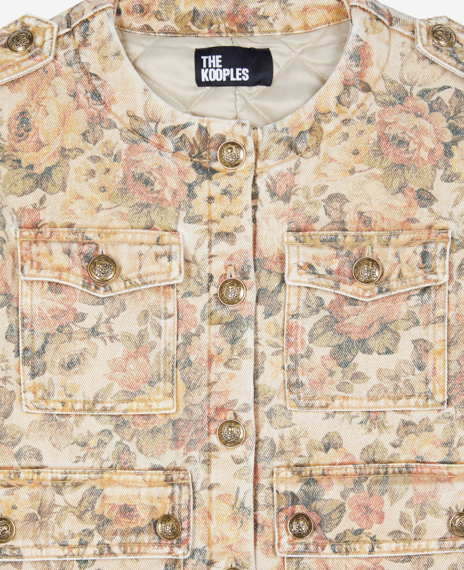 The Kooples FEMME BEIGE LINEN veste imprimé fleuri